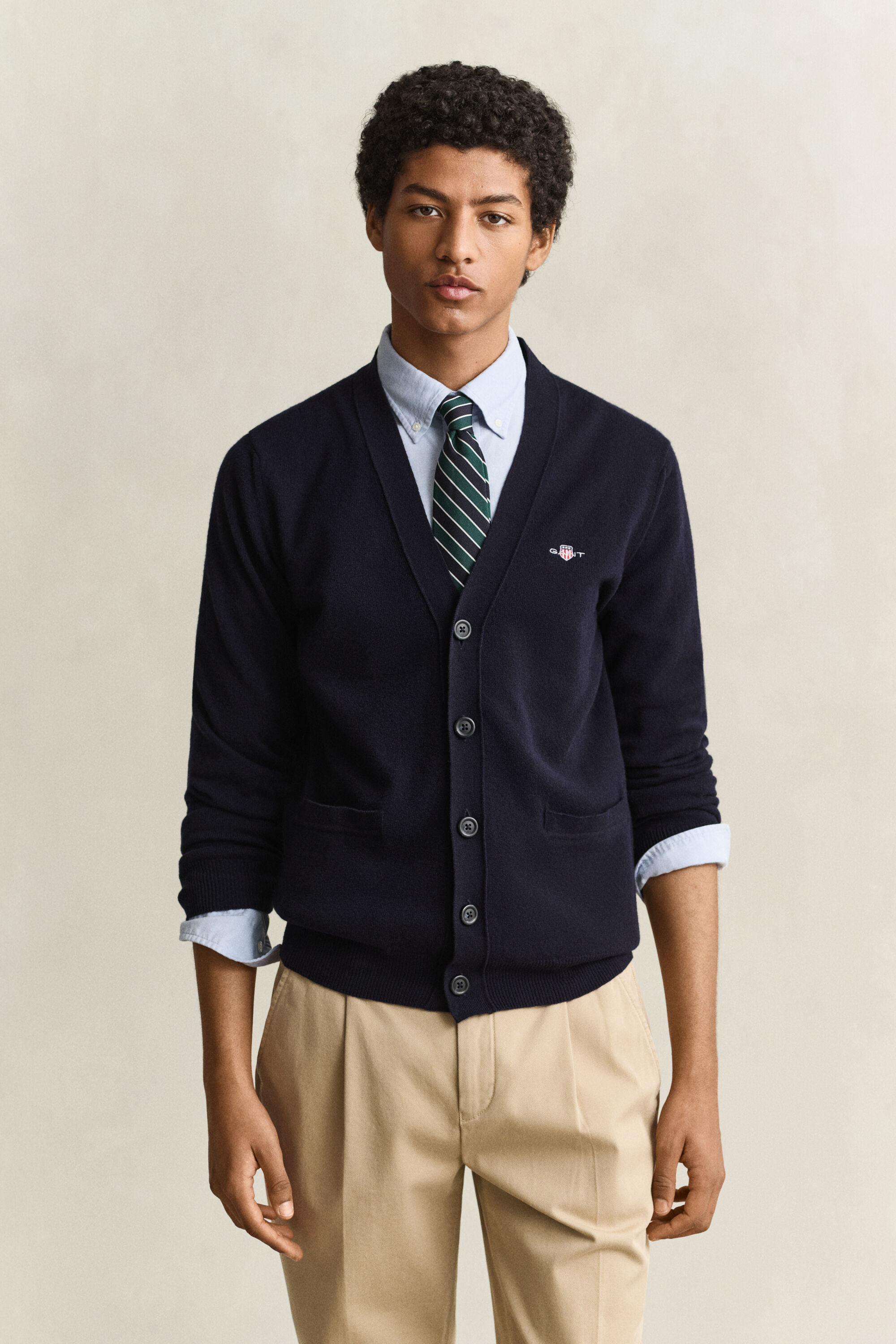 V-Neck Strickjacke aus Lambswool