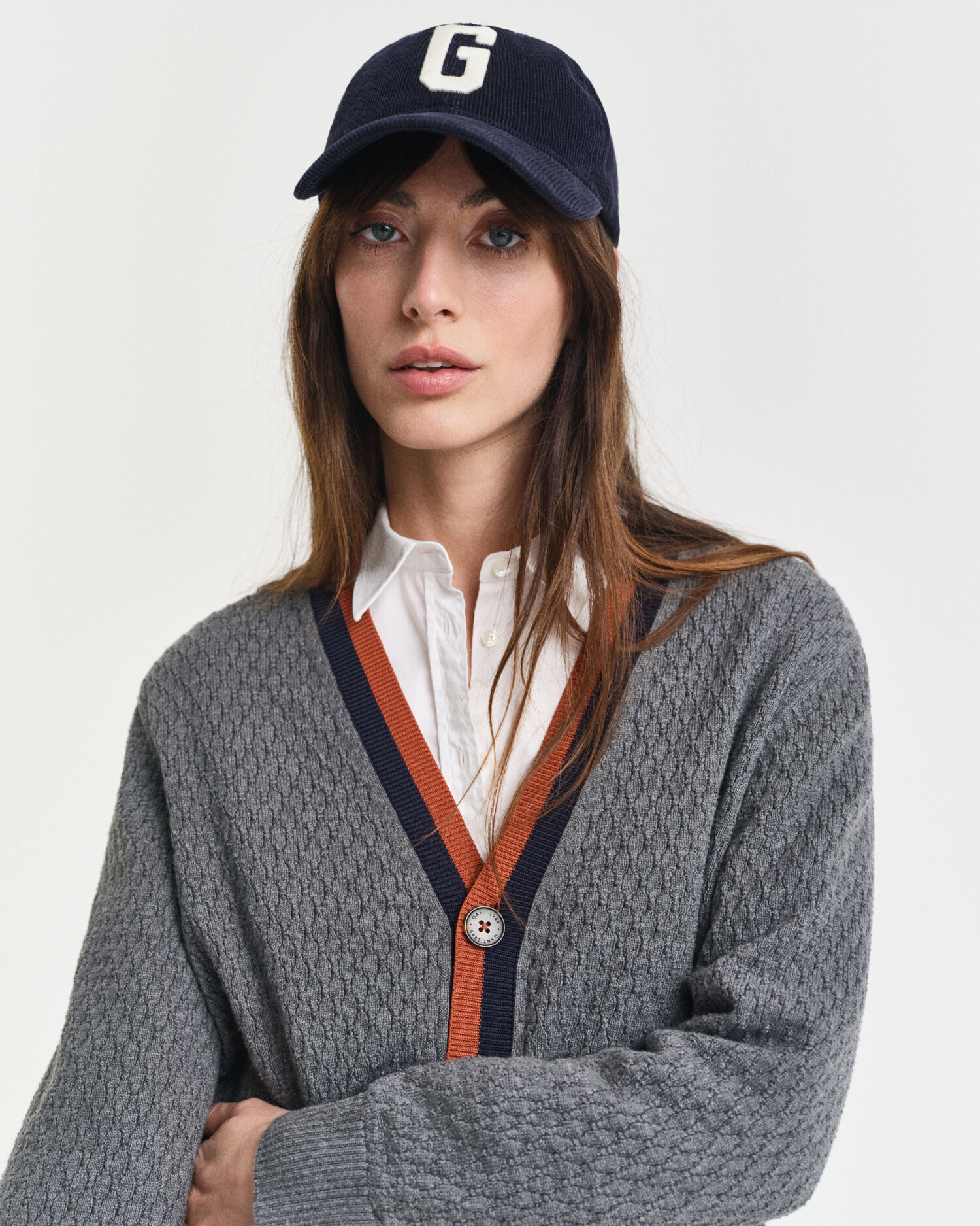 Kontrast Strickjacke aus strukturierter Baumwolle