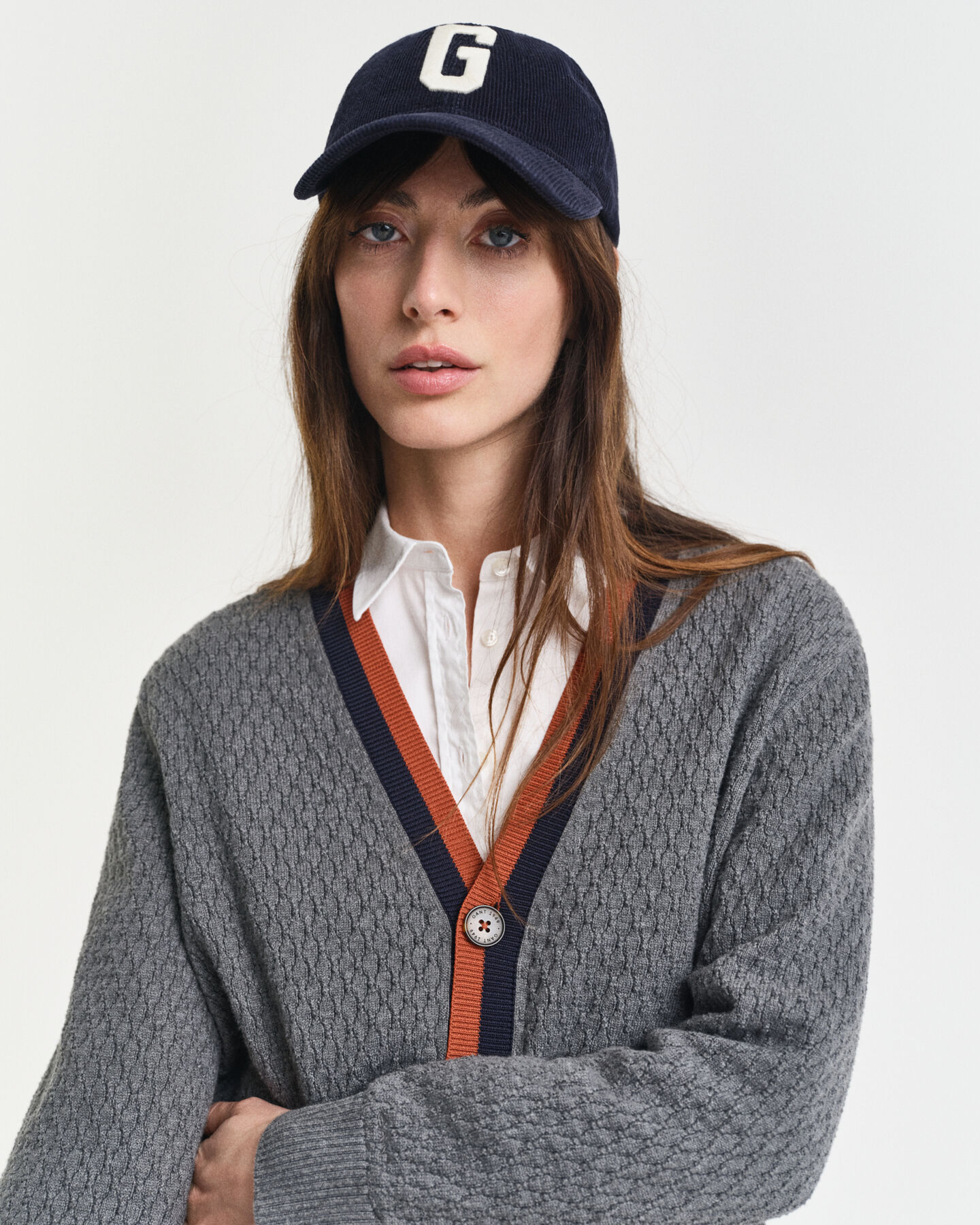 Kontrast Strickjacke aus strukturierter Baumwolle