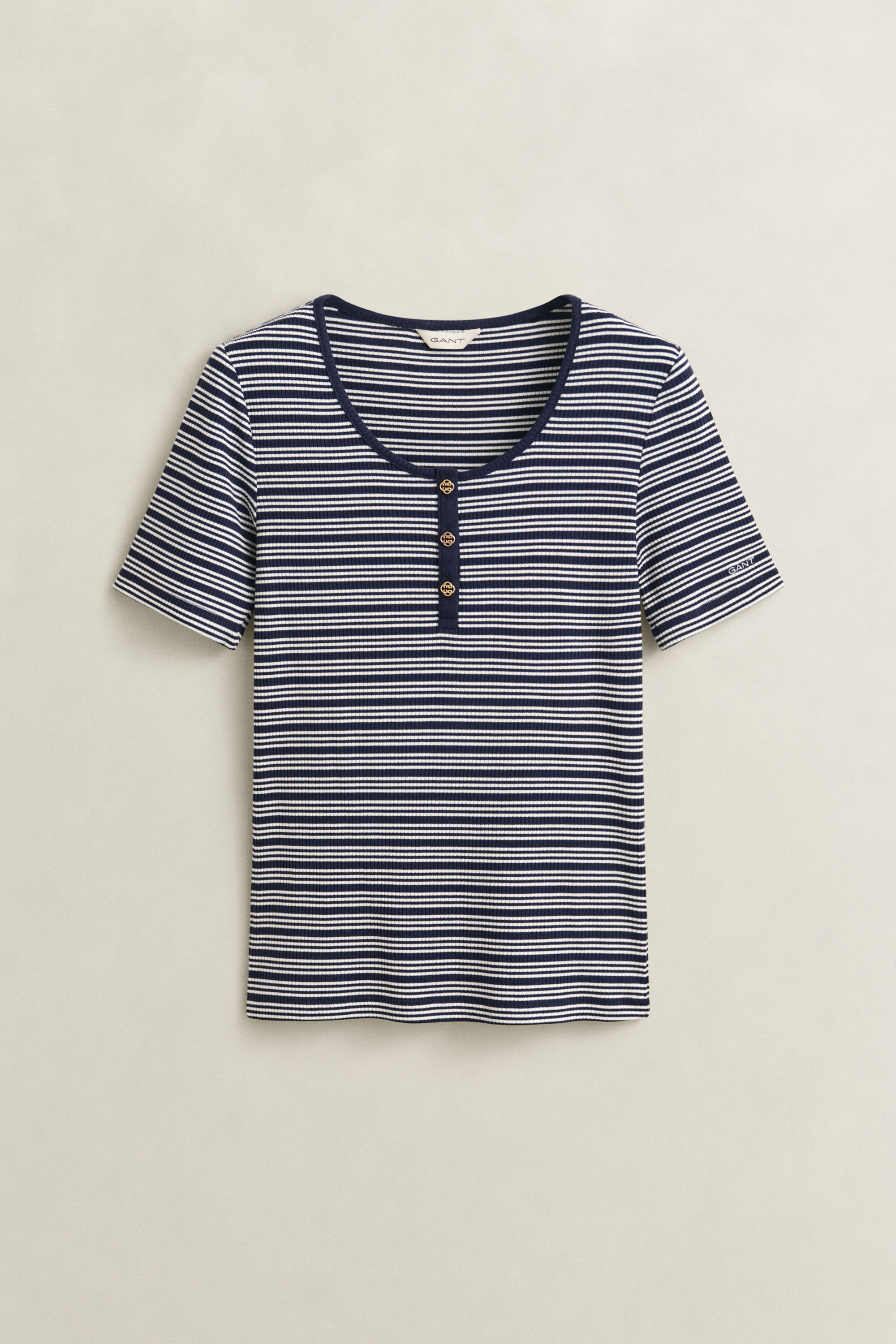 Geripptes Henley Shirt